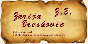 Zarija Brešković vizit kartica